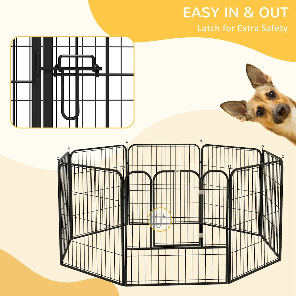 image 1 of PawHut 8 Panels Heavy Duty Puppy Play Pen for Small, Medium Dogs 79Hcm
