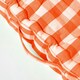 image 4 of Homescapes Orange Block Check Cotton Gingham Floor Cushion - 50 x 50 cm | Orange | 50 x 50 cm