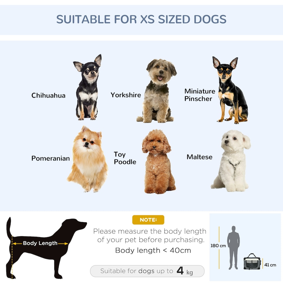 image 1 of PawHut 60cm Foldable Pet Carrier Bag Soft Travel Dog Crate for Mini Dogs Grey