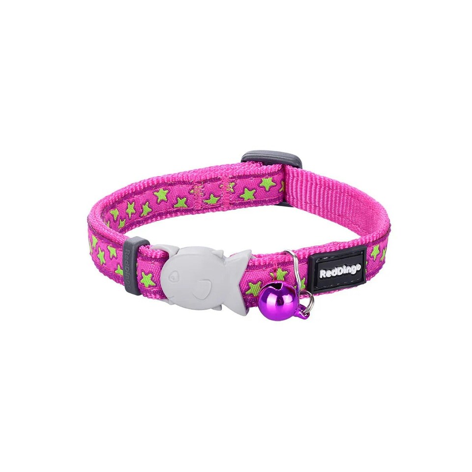 Cat Collar Design Stars Lime on Hot Pink Pink | M