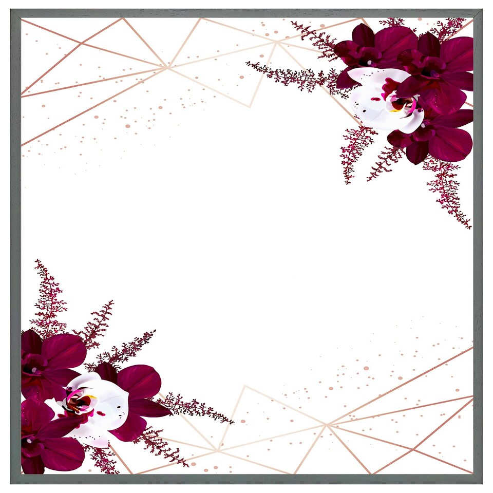 image 1 of Geometrics & flowers (Picture Frame) Brown | Oak | XL