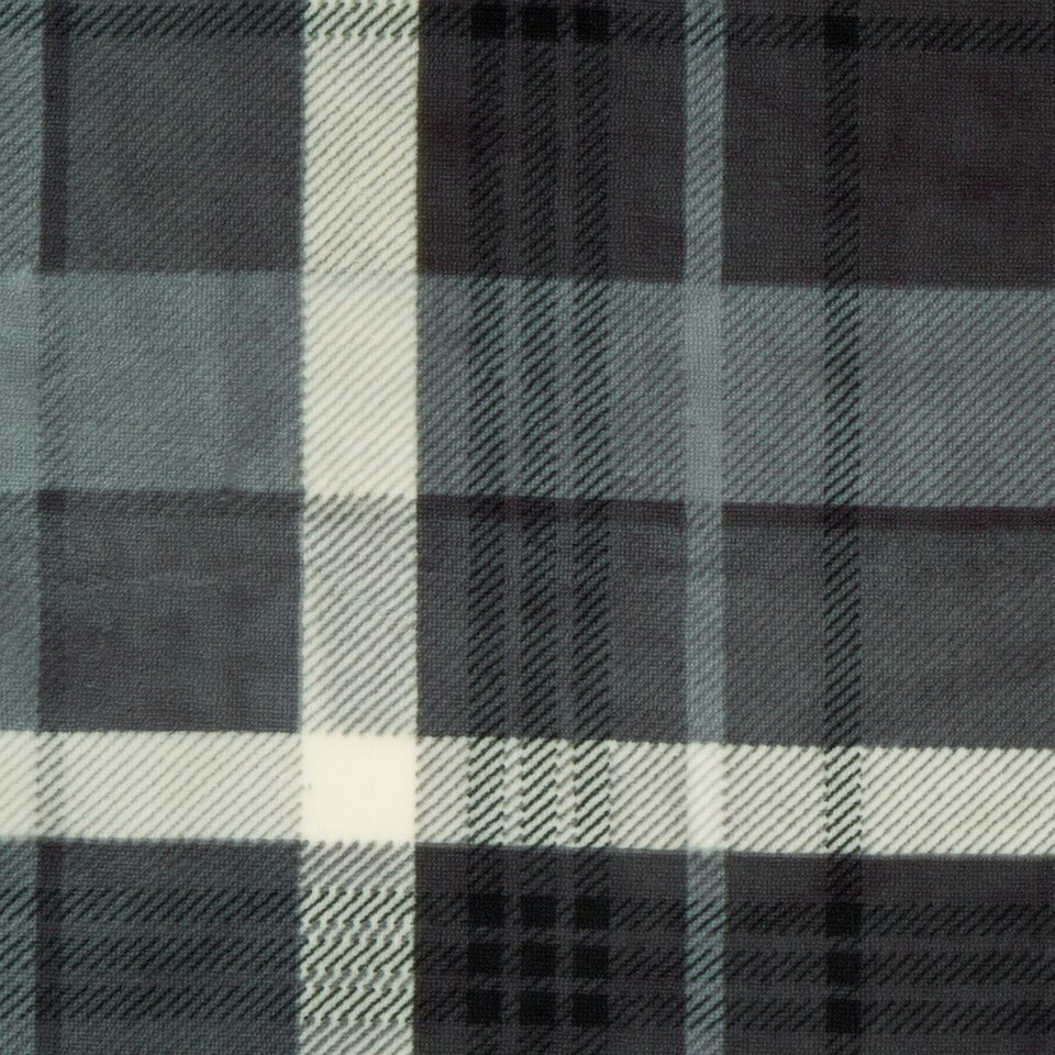image 1 of OHS Winsford Flannel Fleece Check Printed Throw Blanket, 130x160cm - Grey