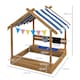 image 7 of Outsunny Sand Pit with Canopy, Blackboard, Toys, Sink, Seats, Flags for Kids