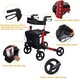 image 8 of COSTWAY Folding Rollator Walker Aluminium Mobility Aid Red | Red