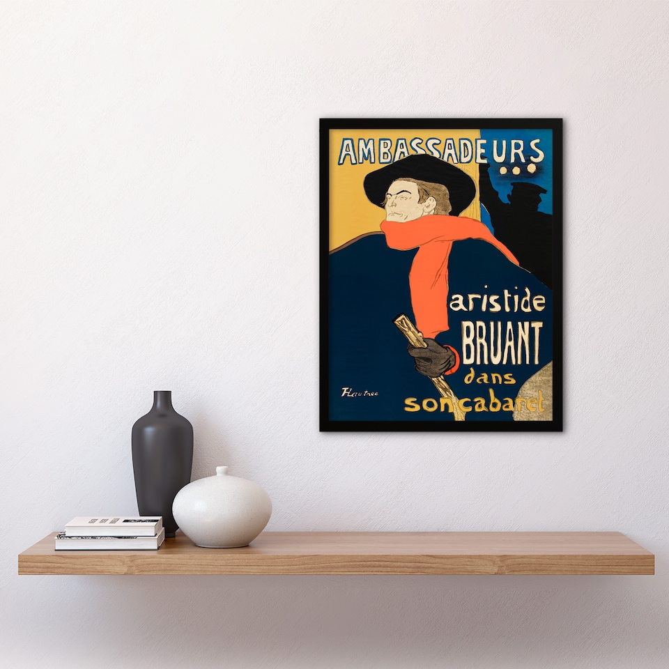 image 1 of Toulouse Lautrec Framed Wall Art Print Ambassadeurs Aristide Bruant Home Décor