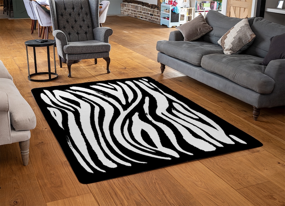 image 1 of Zebra Print Designer Rug | Multi