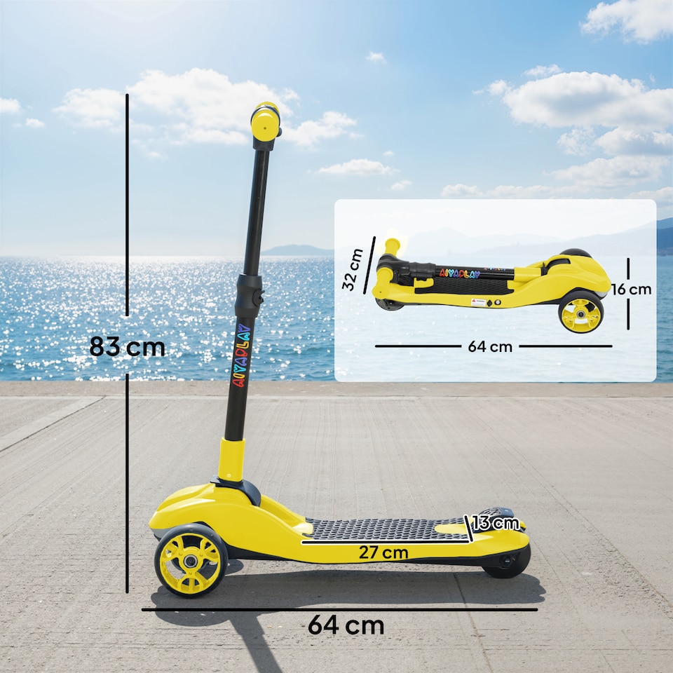image 1 of AIYAPLAY Electric Scooter for Age 6-10, 3 Wheel Foldable Kids Scooter | Yellow