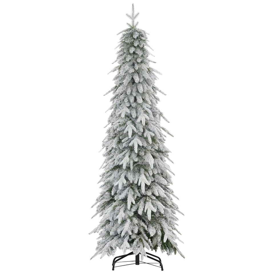 image 1 of HOMCOM 6ft Flocked Pencil Christmas Tree with Auto Open, Steel Base