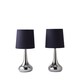 image 1 of ValueLights Teardrop Pair Chrome Touch Table Lamps Navy Shade | Black