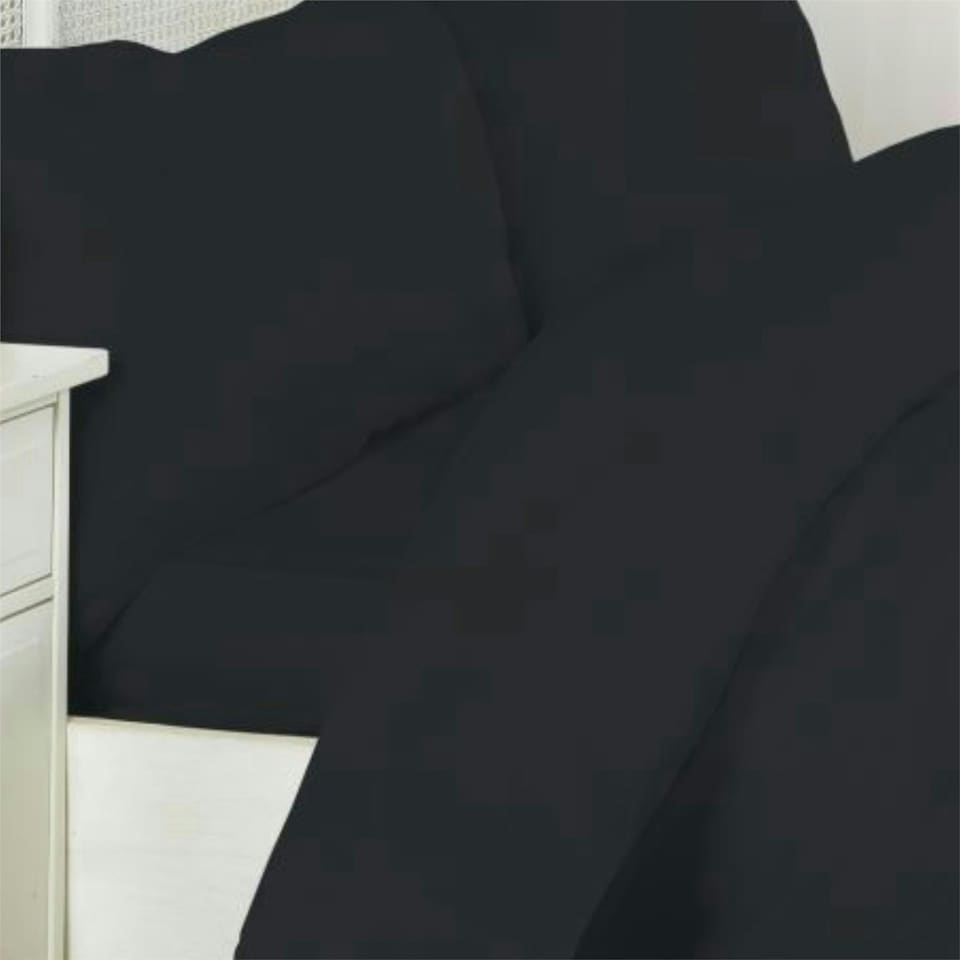 image 1 of Egyptian Cotton 16" Fitted Sheet 200 Thread Count Dark - Black - Double | Black | Double