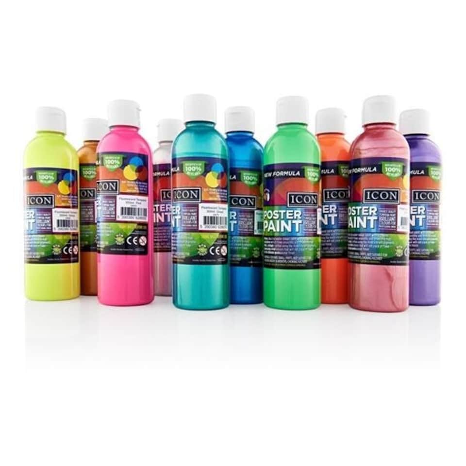 image 1 of 300ml Sunburst Yellow Fluorescent Poster Paint by Icon Art