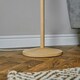 image 1 of ValueLights Single Stem Natural Light Wood Floor Lamp With Dark Grey Drum Shade