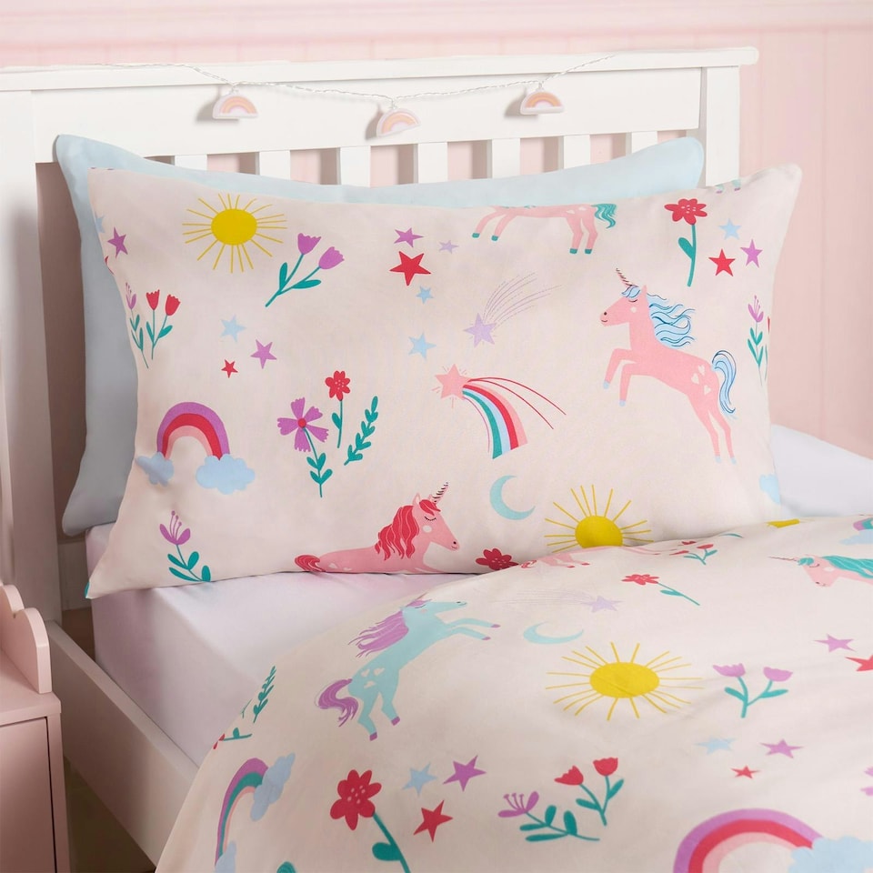 image 1 of OHS Kids Unicorn Magic Reversible Duvet Cover and Pillowcase Bedding Set, Single - Multi