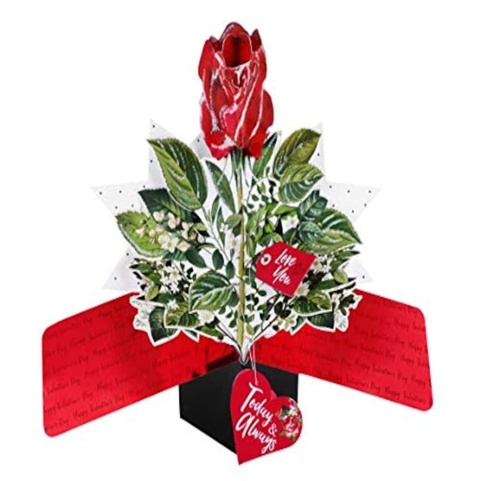 image 1 of Second Nature Valentine's Day Pop Up Card with Red Rose