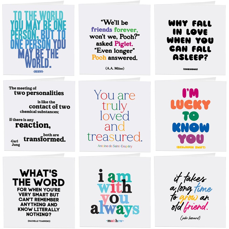 image 1 of Quotable Friendship Quotes Greetings Cards 9 Multipack Assorted