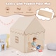image 4 of COSTWAY Kids Play Tent Indoor Playhouse with Padded Mat-Beige