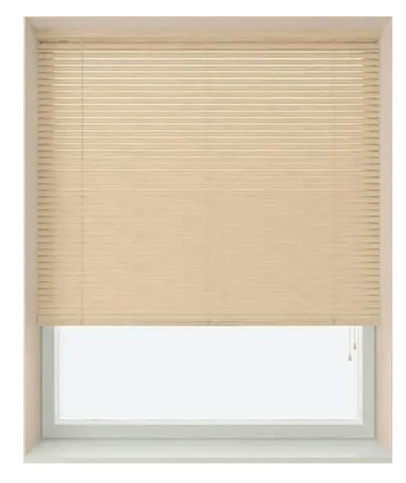 145cm Natural 25mm Slat PVC Venetian Blind (152cm Drop) | Brown | Natural