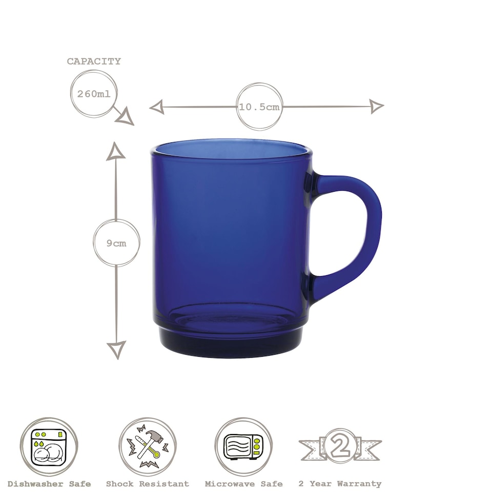 image 1 of Duralex Versailles Glass Coffee Mugs - 260ml - Amber - Pack of 6 | Yellow | Amber