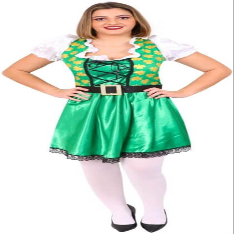 image 1 of St Patricks Day Dress with Irish Boa and Hat Green | S