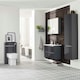 image 3 of Bathroom 2-Drawer Wall Hung Vanity Unit with Basin 800mm Wide - Storm Grey Gloss - (Urban) - Brassware Not Included | Grey | Grey | 1