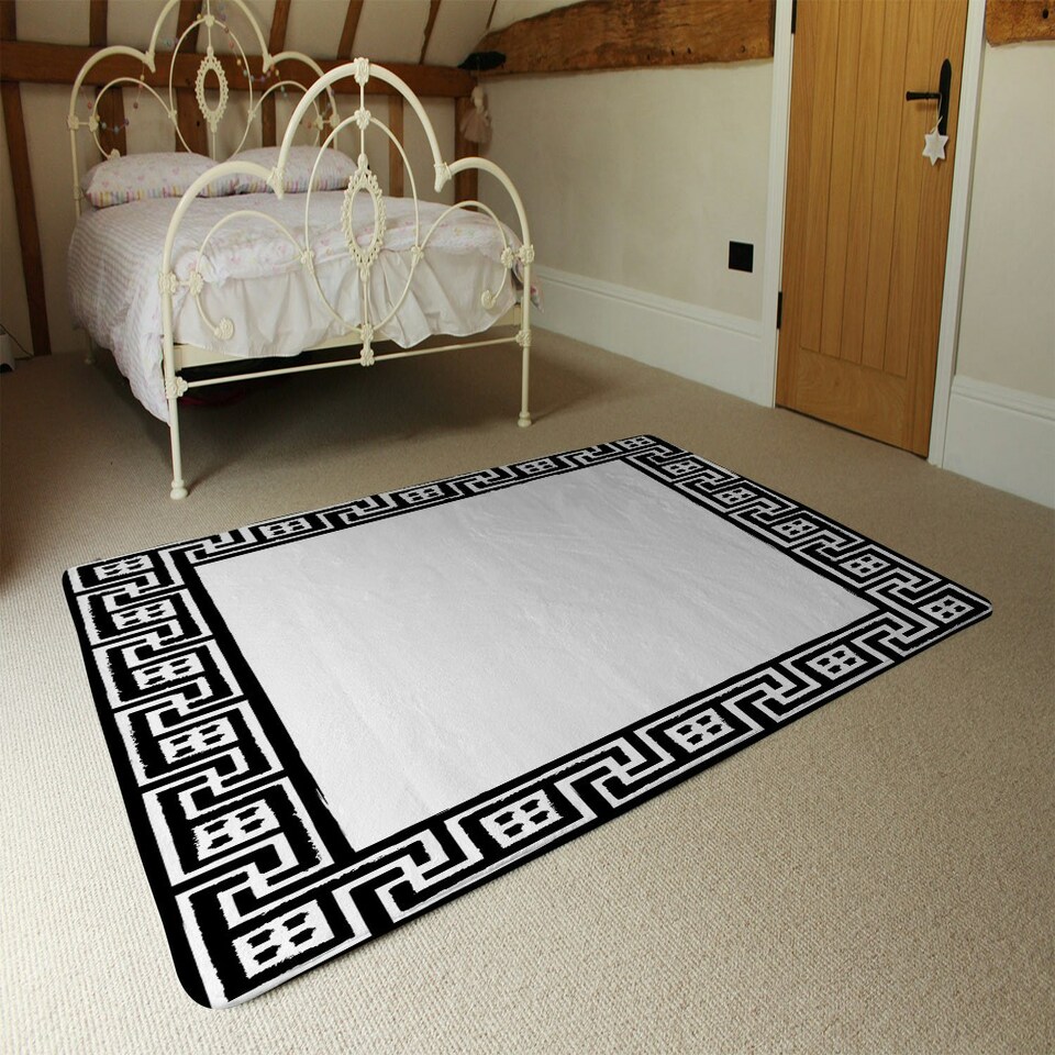 image 1 of Greek Traditional Meandor (Rug) Black | Large: 140x200cm