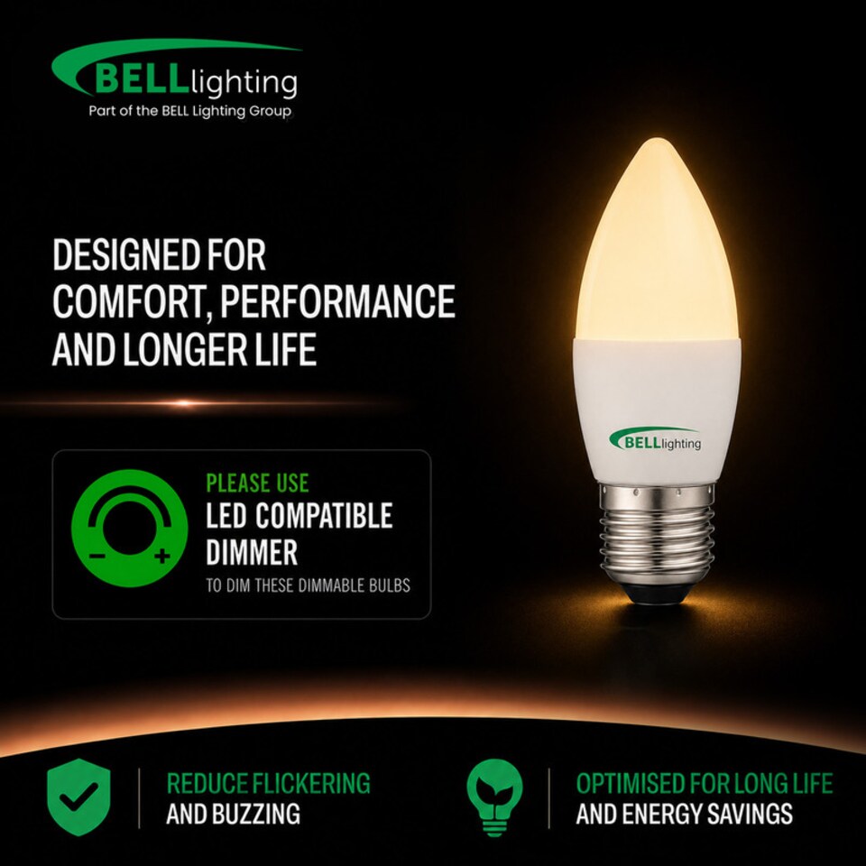 image 1 of BELL Lighting E27 Edison Screw Dimmable LED Candle Warm White 2700K 4.7W Energy Saving