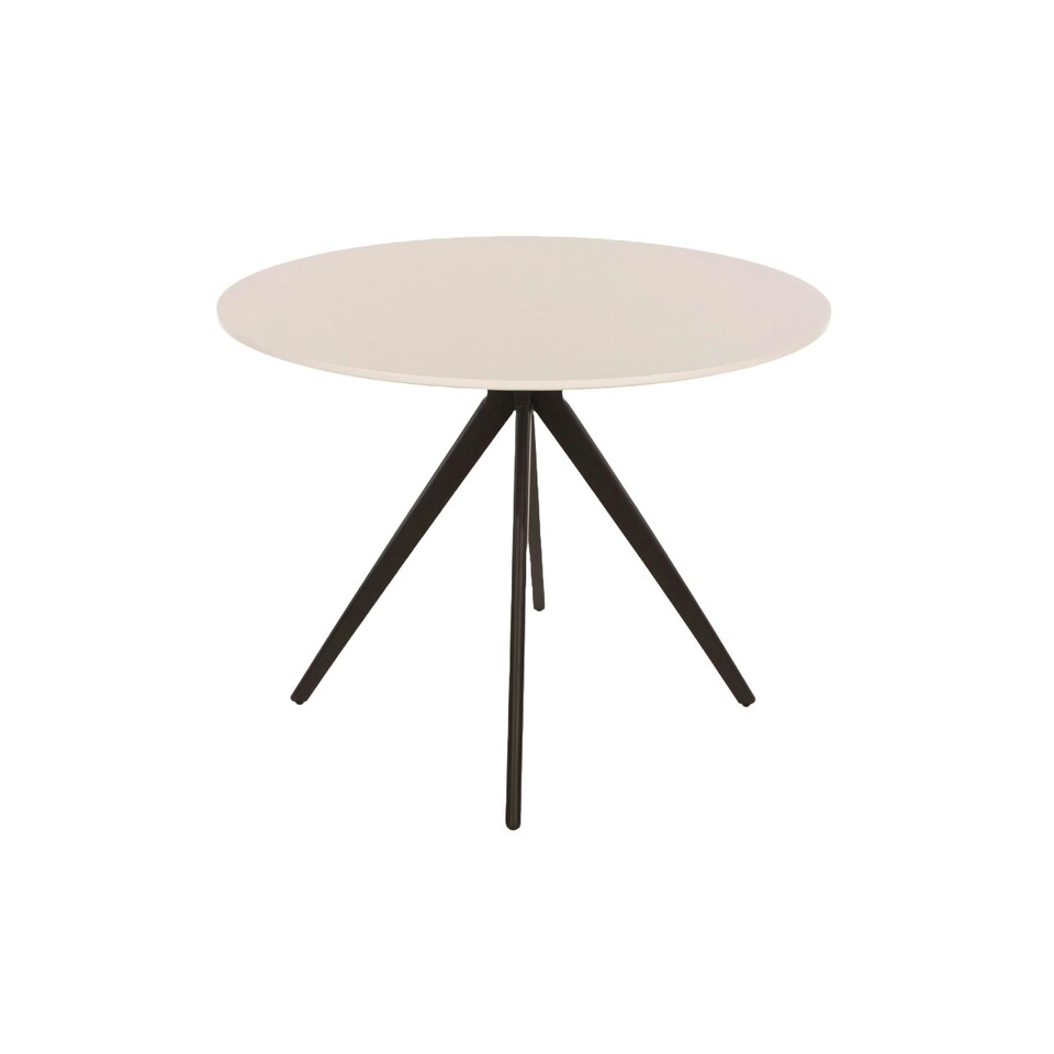 image 1 of Aspen, Round Dining Table, White Painted Top With Black Pedestal Leg Frame White
