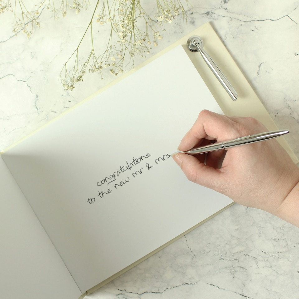 image 1 of Personalised Photo Upload Hardback Guest Book & Pen
