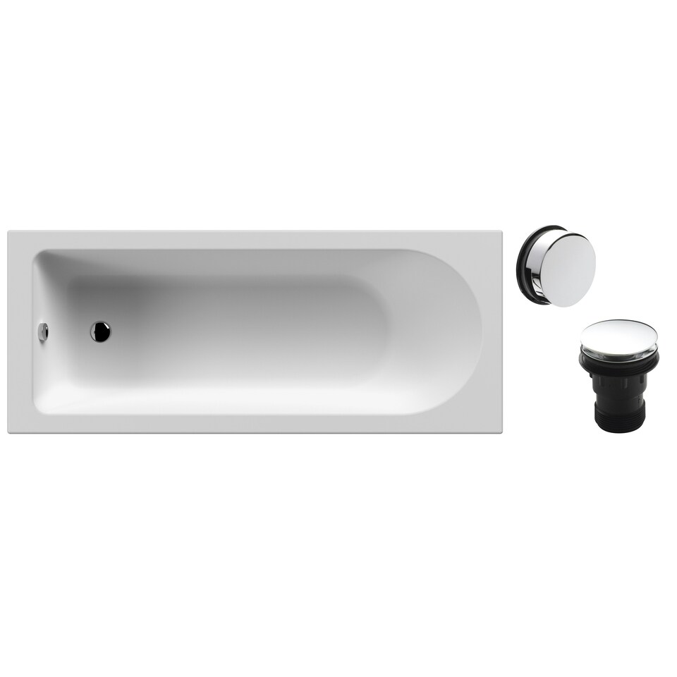 image 1 of Round Single Ended Bath and Chrome Waste - 1700 x 700mm White