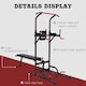 image 6 of HOMCOM Multifunction Home Workout Station Tower Steel Frame w/ Bench Bars Ropes