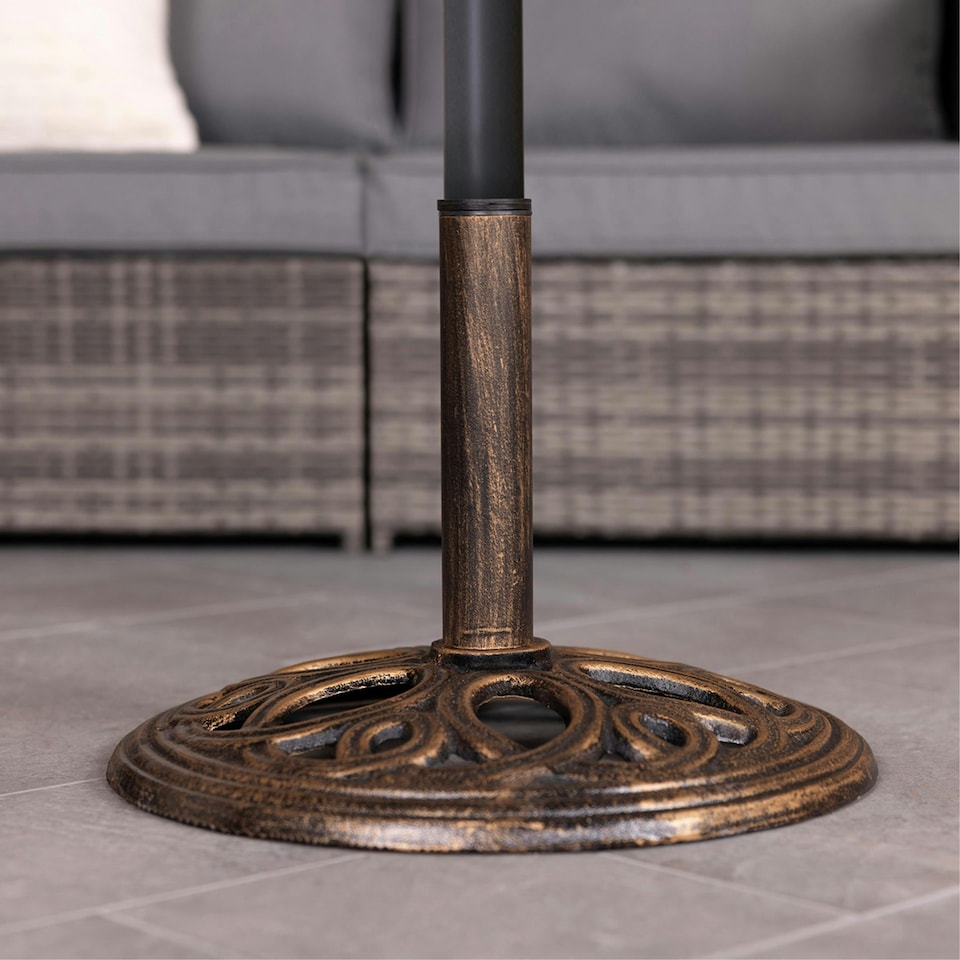 image 1 of Charles Bentley 12kg Cast Iron Round Patio Umbrella Parasol Base Stand - Bronze