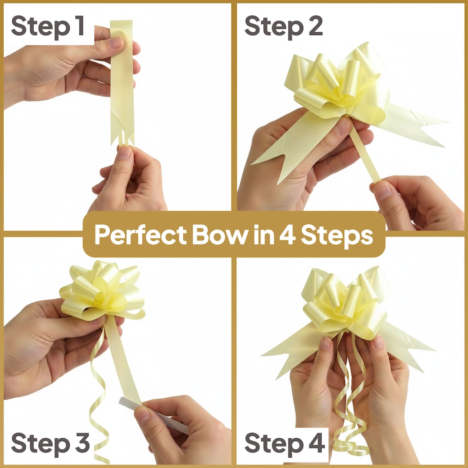 image 1 of 10pcs Light Yellow 50mm/5cm Large Ribbon Pull Bows for Gift Wrapping, Hampers, Florist Bouquets and Party Décor Pullbow | Yellow | Yellow