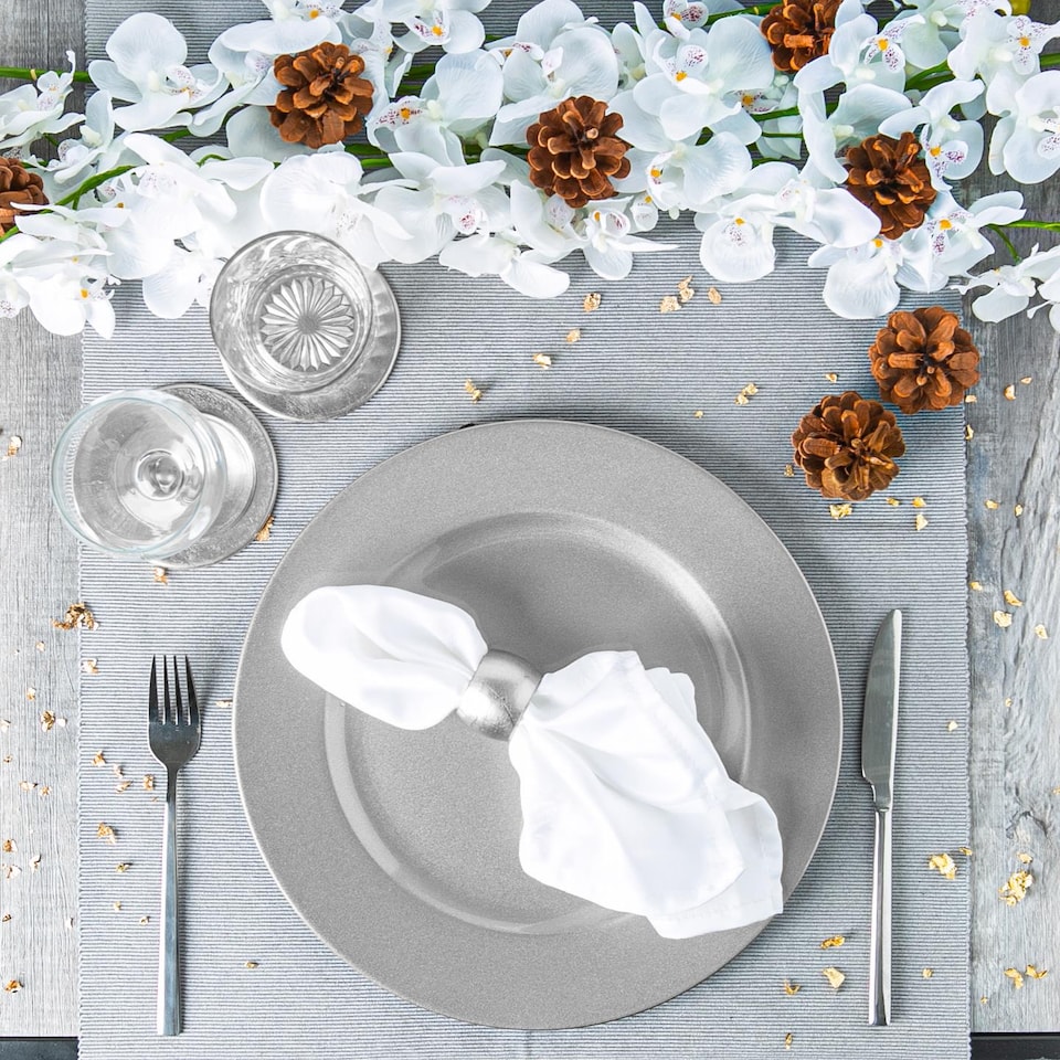 image 1 of Argon Tableware 18 Piece Metallic Charger Plates Set - Silver | Silver | Silver