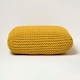 image 1 of Homescapes Yellow Square Cotton Knitted Pouffe Floor Cushion | Yellow | 70 x 20 cm