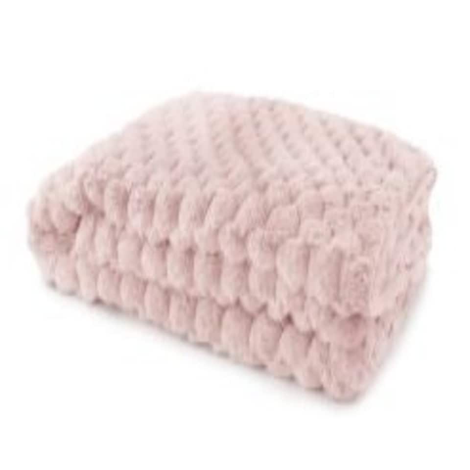 image 1 of Leah Collection Deluxe Throw in Blush Pink (55" x 71") Pink | Pink