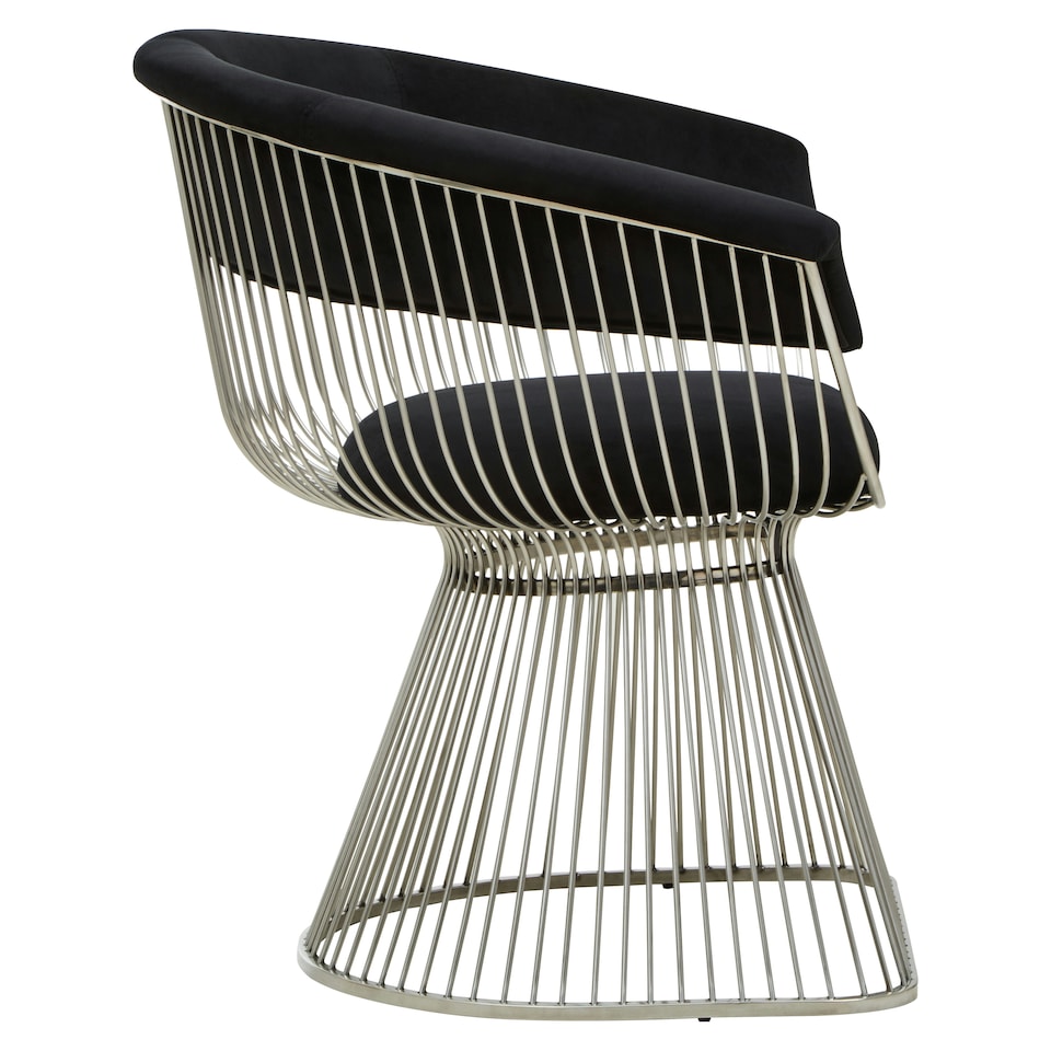 image 1 of Interiors by Premier Black Velvet and Silver Frame Chair Black