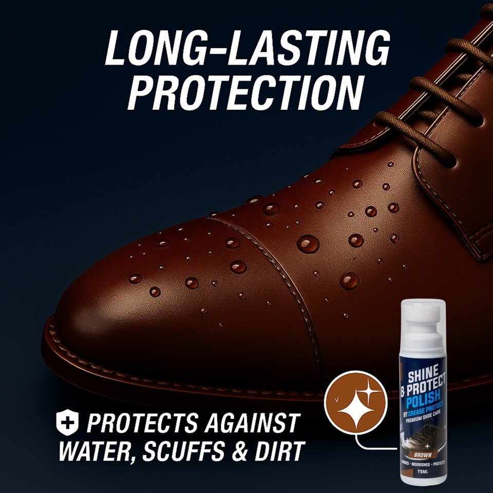image 1 of Shine & Protect Shoe Polish - 75ml Liquid Shoe Polish - Brown