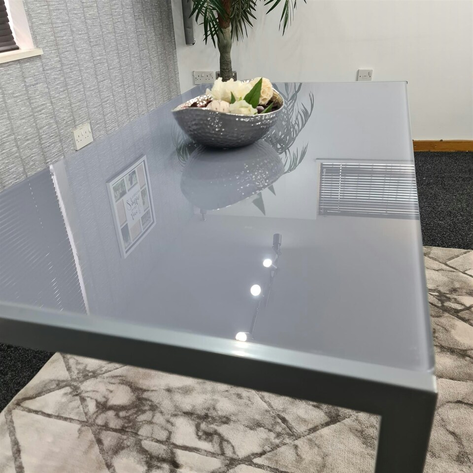 image 1 of Dining Table Grey Glass Kitchen Place for 4 Seats, Dining Table Only (Grey H 75 x L 120 x W 70 cm) Grey