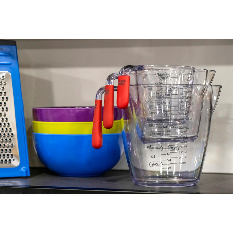 image 1 of Colourworks 3-Piece Acrylic Measuring Jug Set Red