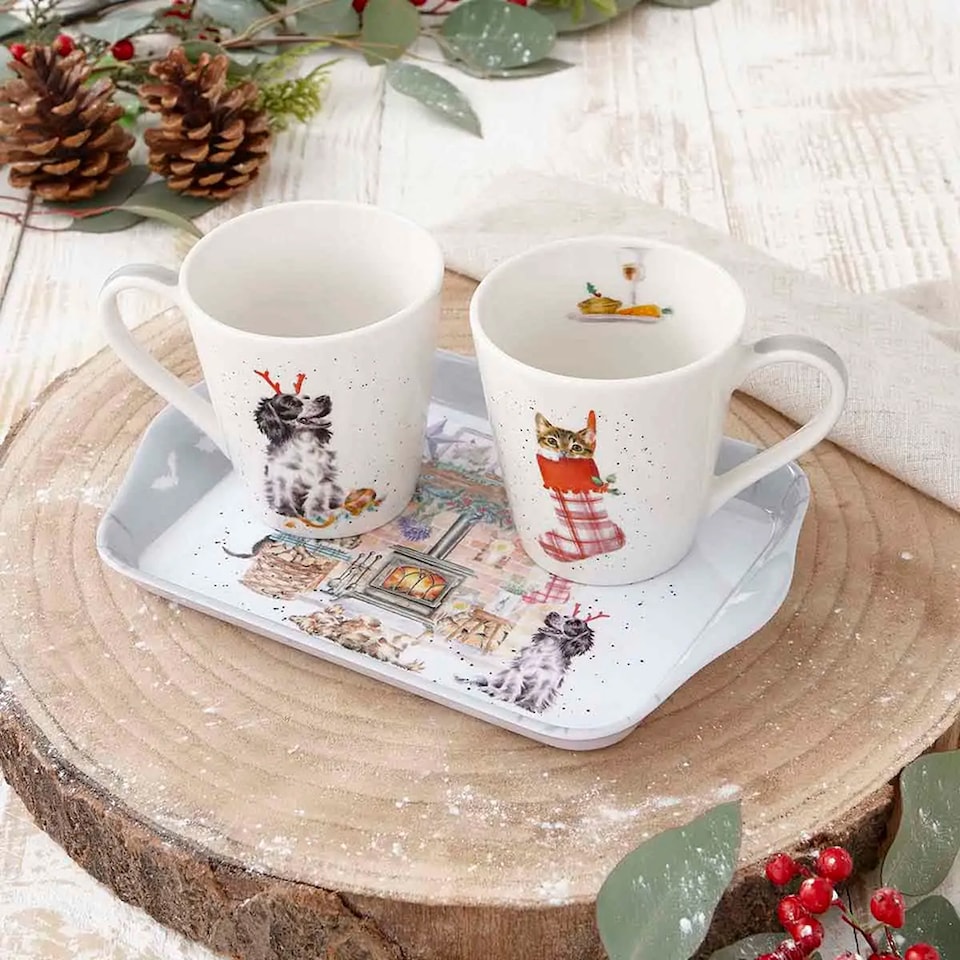 image 1 of Wrendale Designs Christmas No Place Like Home Mug and Tray Gift Set