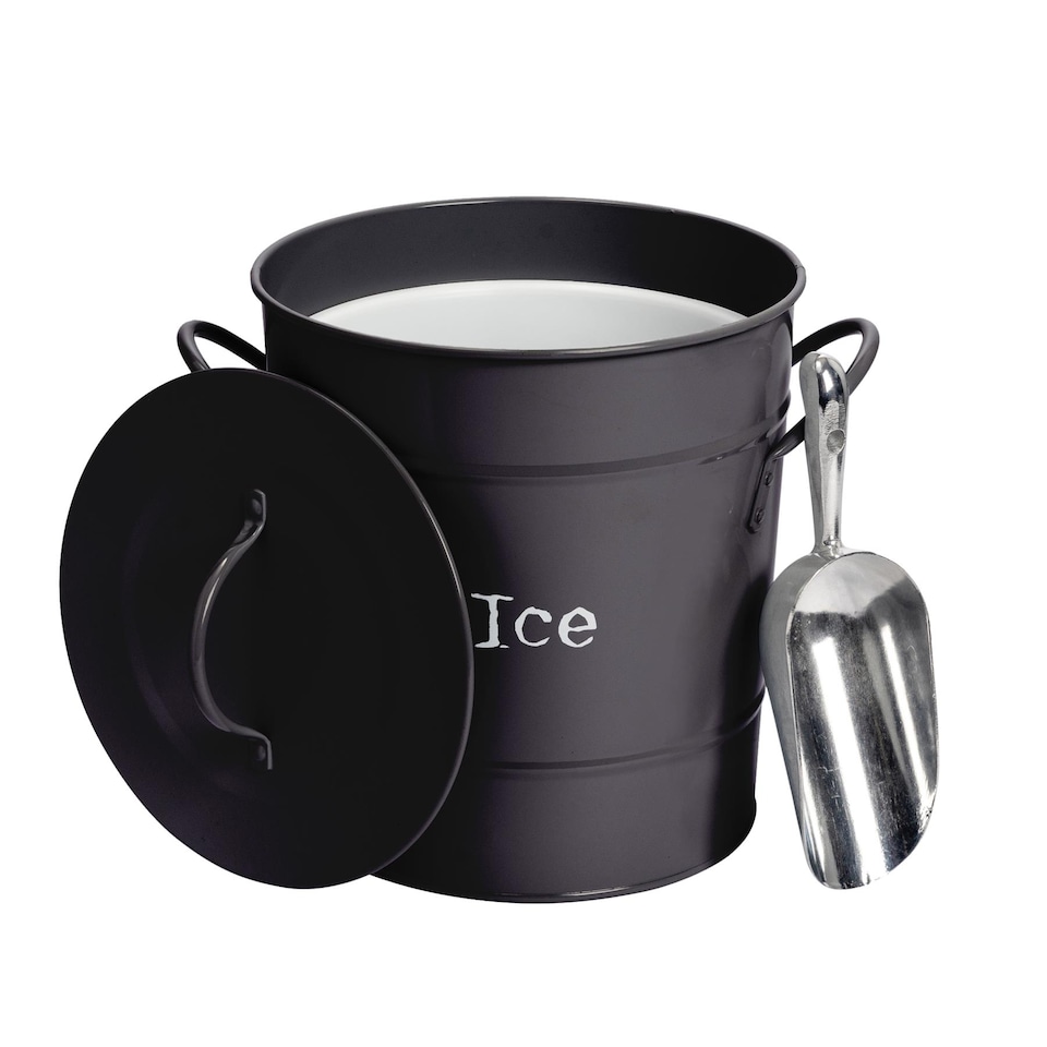image 1 of Harbour Housewares Vintage Metal Ice Bucket with Scoop - Black