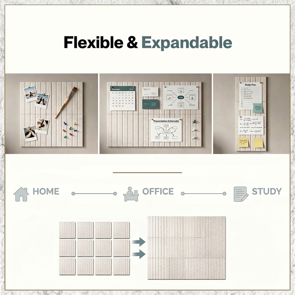image 1 of Levede Felt Notice Board 12PCS Wall Tiles Pin Board Self Adhesive Beige 30x30cm