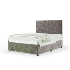 Silver Chenille No Drawer Divan Base and Valencia Headboard Small Double