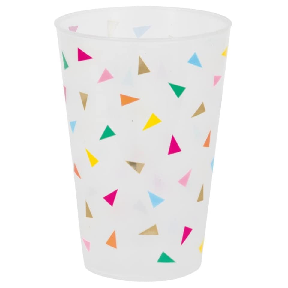 image 1 of Pack of 6 Bright Triangle Birthday 16oz Frosted Reusable Plastic Cups with Foil Stamping