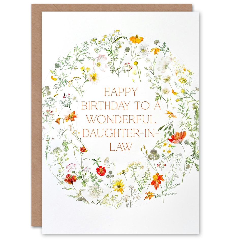 image 1 of Law Simple Delicate Elegant Floral Circle Daughter-in-Law Birthday Card