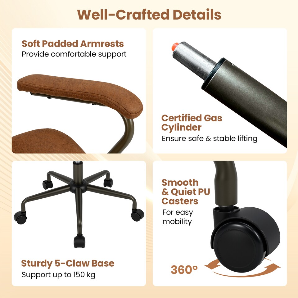 image 1 of COSTWAY Executive Office Chair Ergonomic Swivel Chair Brown