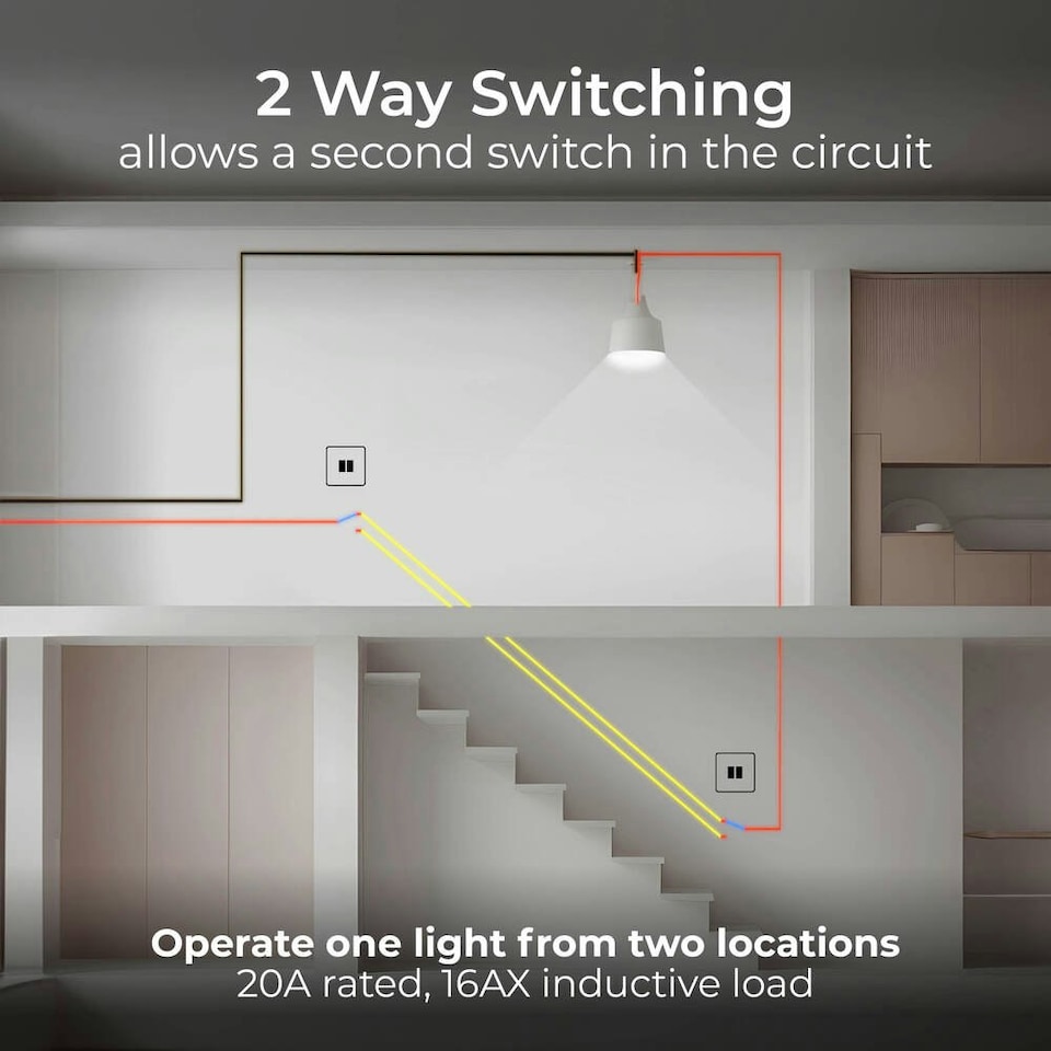 image 1 of BG Nexus Metal 20A Double Wall Light Switch, 2 Way, Brushed Steel