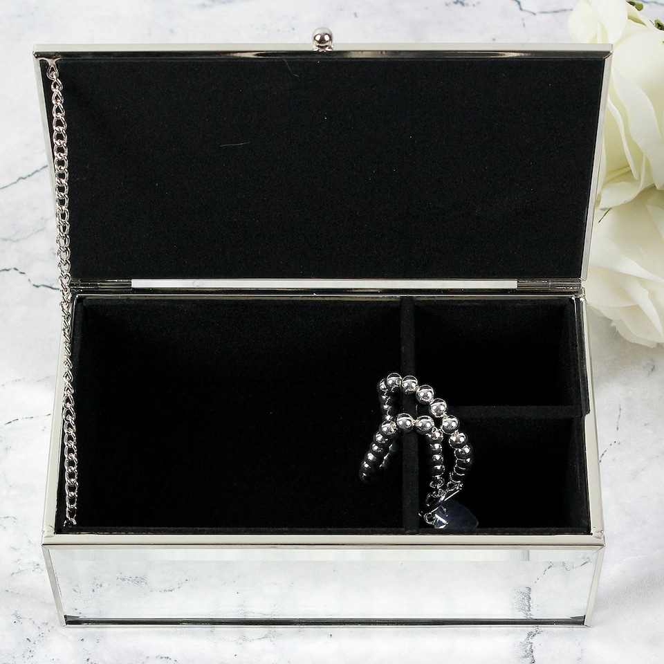 image 1 of Personalised Floral Watercolour Mirrored Jewellery Box