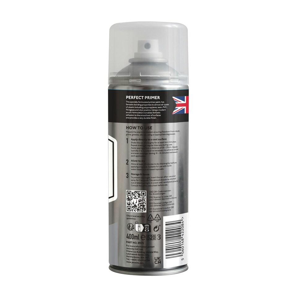 image 1 of Jenolite Premium Plastic Primer Spray - Grey - 400ml - 3-Pack