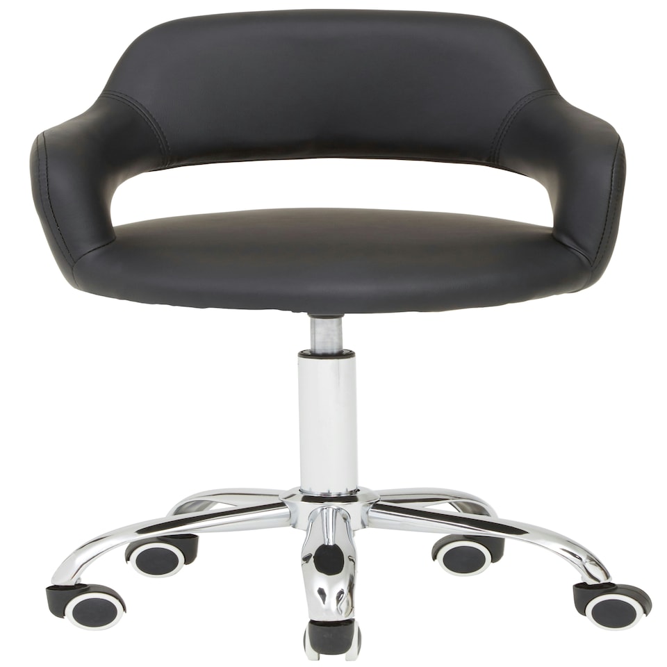 image 1 of Interiors By Premier Ergonomic Black PU Home Office Chair with Curved Back, Comfortable Work From Home Chair, Movable Chair